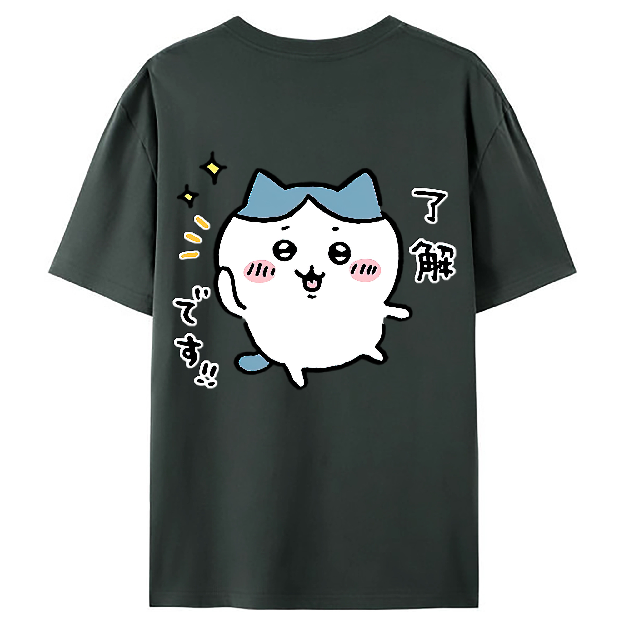 （画像用） ちいかわ ハチワレ Chii-kawa hachiware 綿100％ メンズ半袖Tシャツ（バックプリント） 通気性